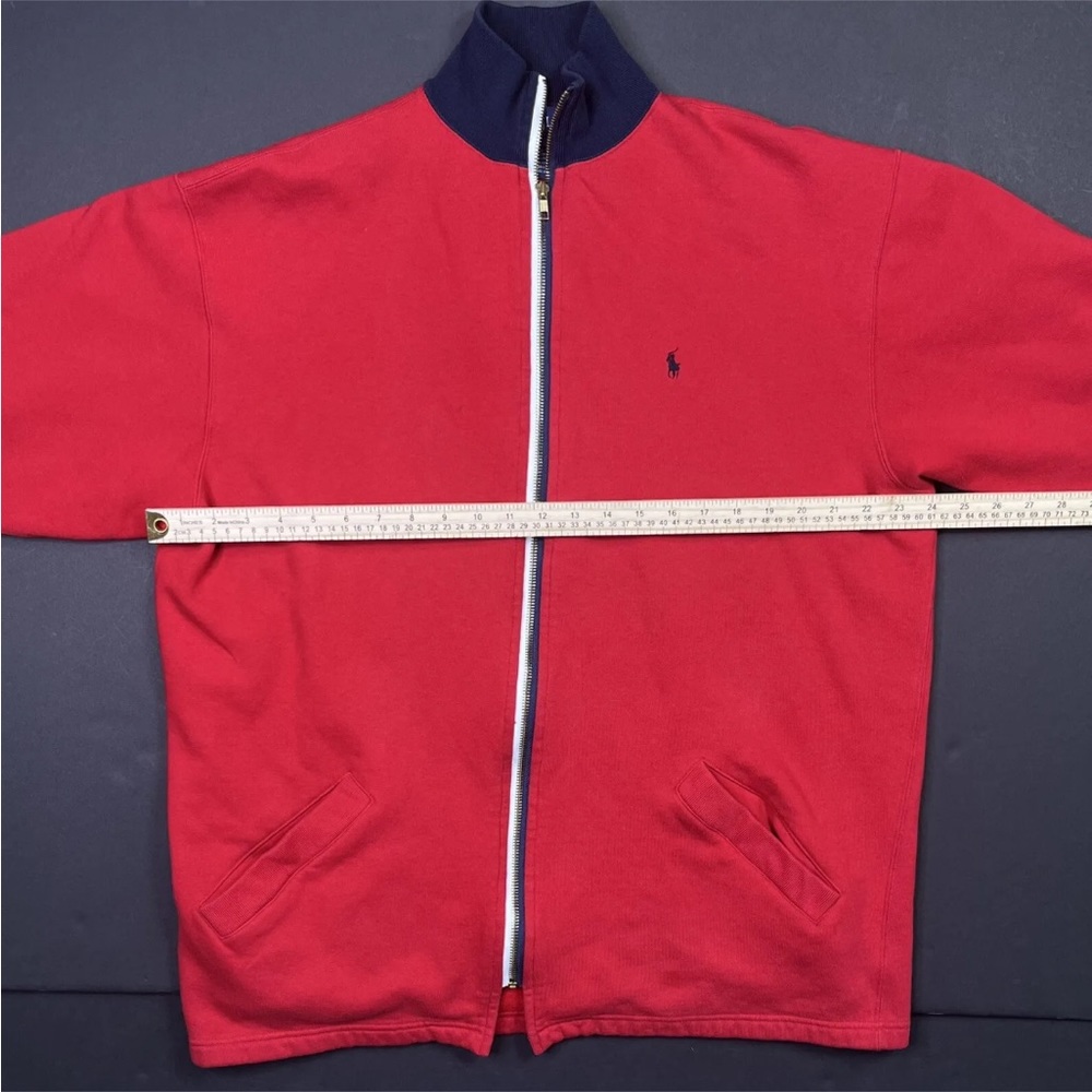 Polo Ralph Lauren Red Fleece Zip Up Jacket - Small - Long Sleeve - Picture 8 of 9